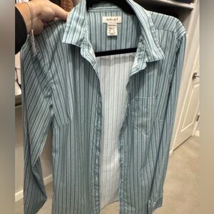Ariat Teal & White Striped Button-Down Shirt